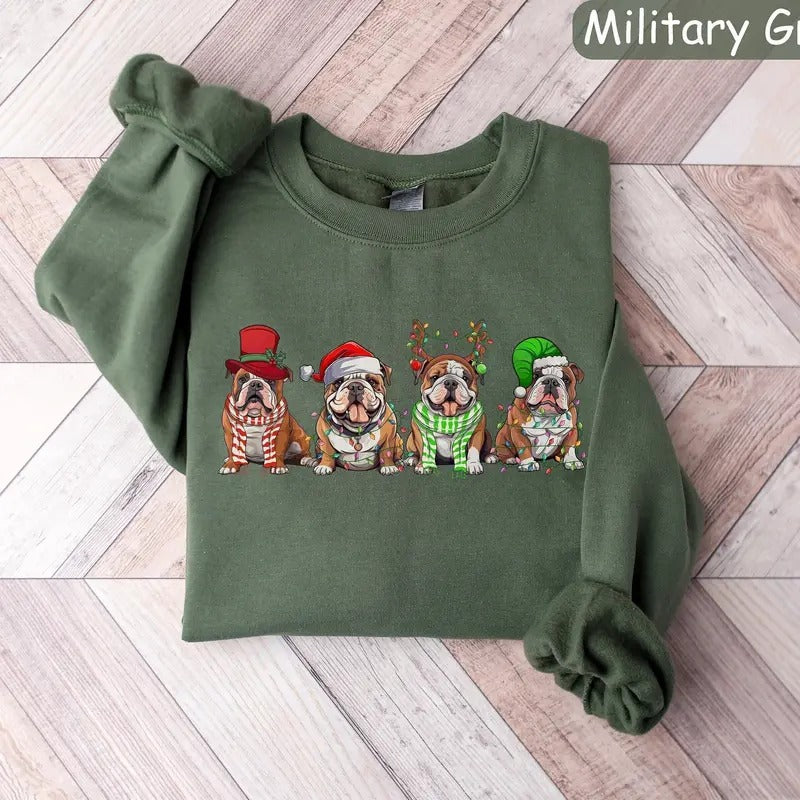 English Bulldog Sweatshirt, Dog Lover Gift, Holiday Sweaters, Christmas English Bulldog Shirt, Christmas Crewneck, Dog Mom Shirt, Xmas Shirt