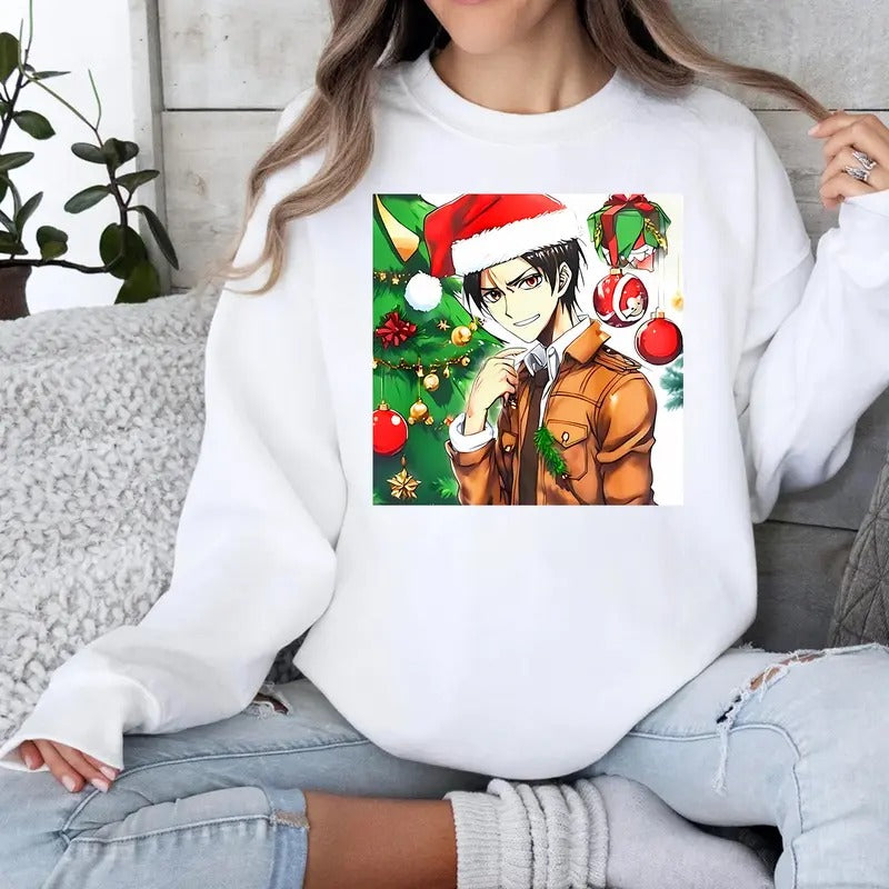Eren Yeager Christmas Attack On Titan Anime Unisex T-Shirt, Sweatshirt, Hoodie
