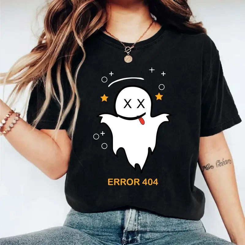 Error 404 Costume Not Found T-Shirt, Halloween Costume Shirt, Halloween Family Tee, Funny Gamer Gift Tee, Ghost Lover Shirt, Fall Short Sleeve.