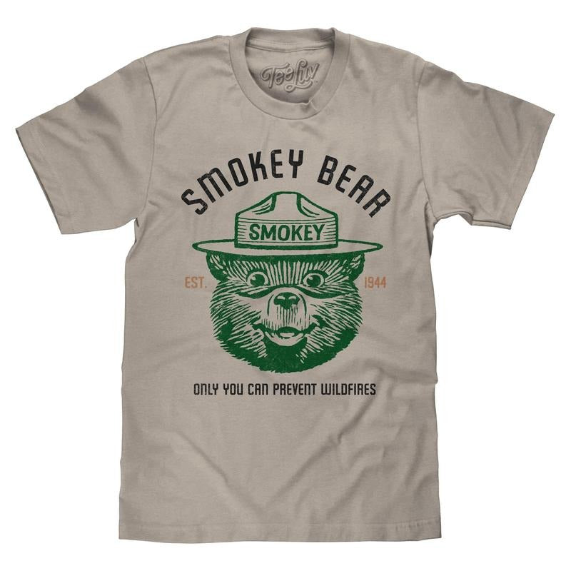 Est 1944 Smokey Bear Shirt Only You Can Prevent Wildfires T-Shirt - Light Gray