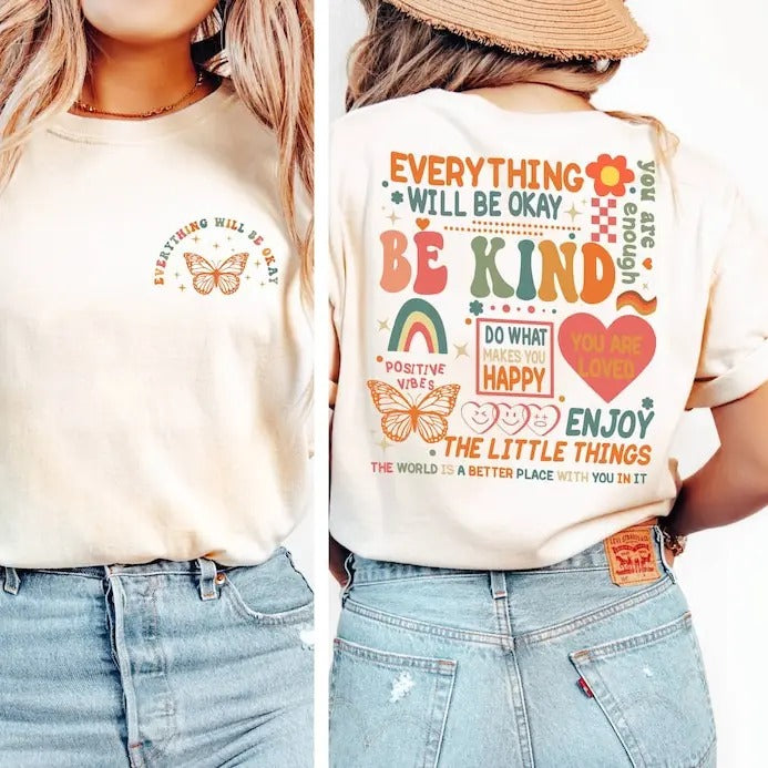 Everything Will Be Okay Shirt, Aesthetic Mental Health Retro Shirt, Self Growth Shirt, Positive Shirt, Therapy Mental Illness
