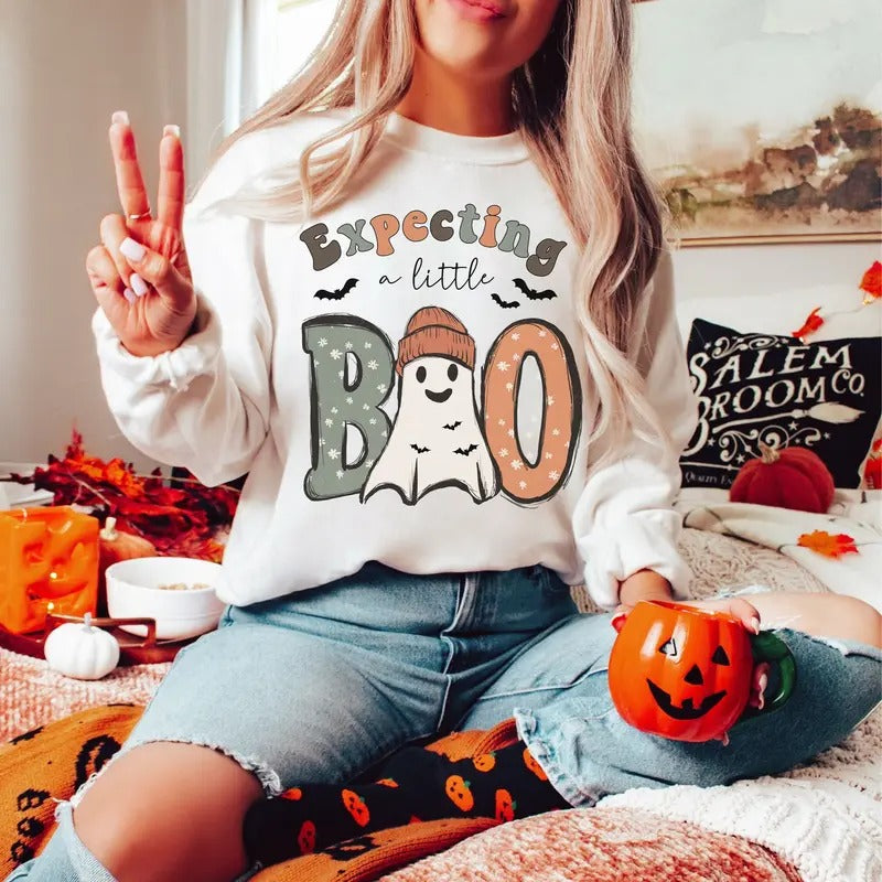 Expecting A Little Boo Sweatshirt, Growing a little pumpkin sweatshirt,Fall pregnancy announcement Sweatshirt,Halloween Pregnancy Sweatshirt