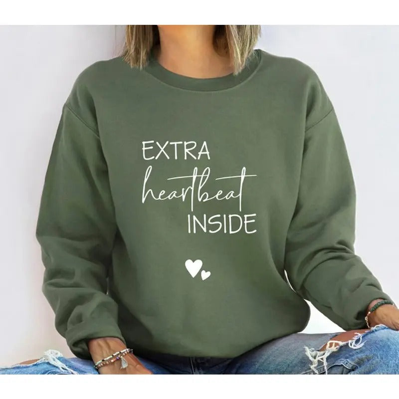 Extra Heartbeat Inside Sweatshirt, Baby Announcement, Pregnancy Reveal, Mommy To Be, We're Expecting, Maternity Sweater, Pregnancy Outfit