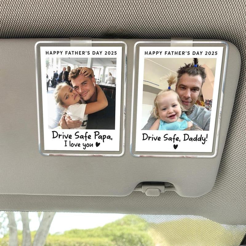 FREE PHOTO Custom Dad Photo Visor Clip, Father's Day Gift for Dad, New Dad Gift, Drive Safe Visor Clip, Dad Picture Frame, Husband Gift