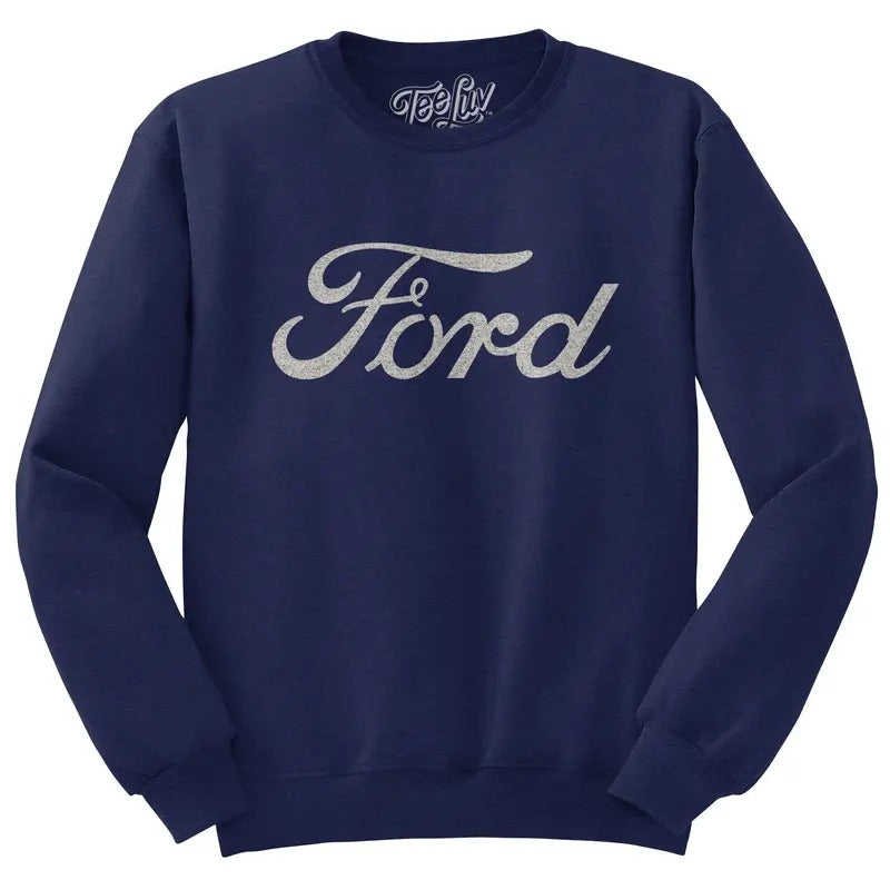 Faded Ford Cat Logo Crewneck Sweatshirt - Navy Blue