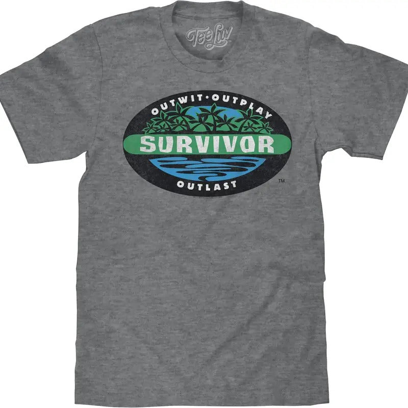 Faded Survivor TV Show Logo T-Shirt - Graphite Heather