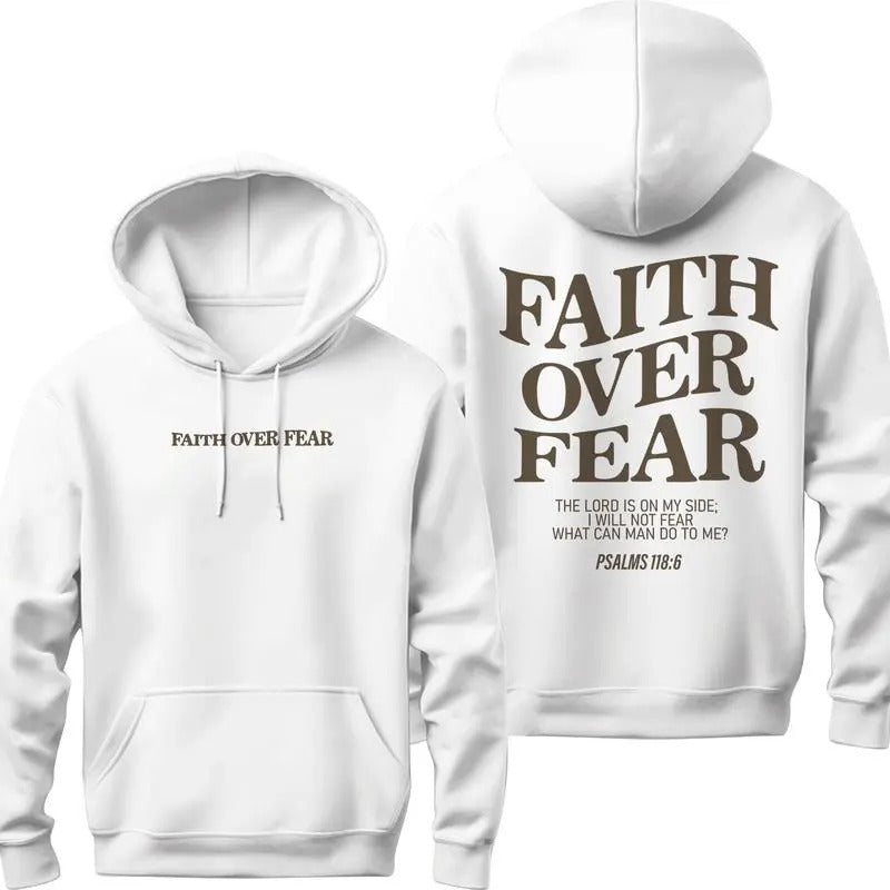 Faith Over Fear Christian Hoodie Christian Sweatshirt Jesus Hoodie Trendy Hoodie Bible Verse Shirt Aesthetic Clothes Aesthetic Hoodie and Sweater; T-shirt Cotton Menswear Polyester Tops
