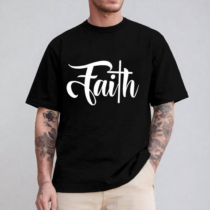 Faith T-Shirt Casual Style Crew Neck Short Sleeve T-Shirt Tops Trendy for Unisex, Perfect Gift