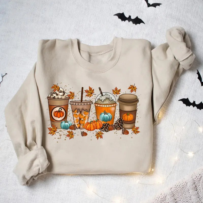 Fall Coffee Sweatshirt, Autum Fall Sweatshirt, Fall Pumpkin Season, Pumpkin Spice Sweater, Fall Halloween Thanksgiving Shirt, Coffee Lover Shirt, Fall Pumpkin Sweater, Womens Fall Shirt, Fall Thanksgiving Gift Shirt