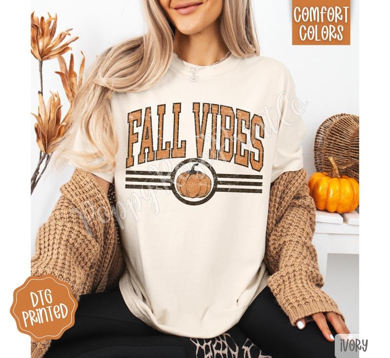 Fall Vibes Comfort Colors, Trendy Women's Autumn Tshirt style 02