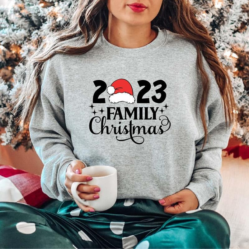 Family Christmas 2023 Sweatshirts, Matching Family X-mas Party Sweater, Parents Holiday Hoodie, Cousin Squad X-mas Gift Long Sleeve.