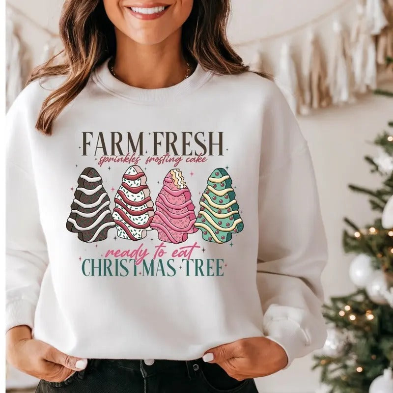Farm Fresh Cakes Glitter Fleece Crewneck Sweatshirt