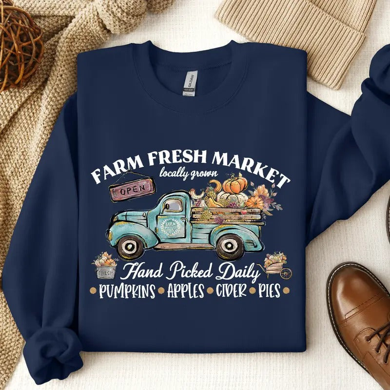Farm Fresh Pumpkin Sweatshirt, Fall Crewneck Sweatshirt, Pumpkin Shirt, Fall Sweater, Pumpkin Patch Sweatshirt, Womens Fall Shirt, Fall Gift