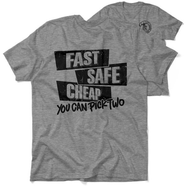 Fast Safe Cheap - Safety Yellow T-Shirt, Adult Humor Shirt, Funny Shirt, Dark Humor Shirt, For Gift. Crewneck Cotton
