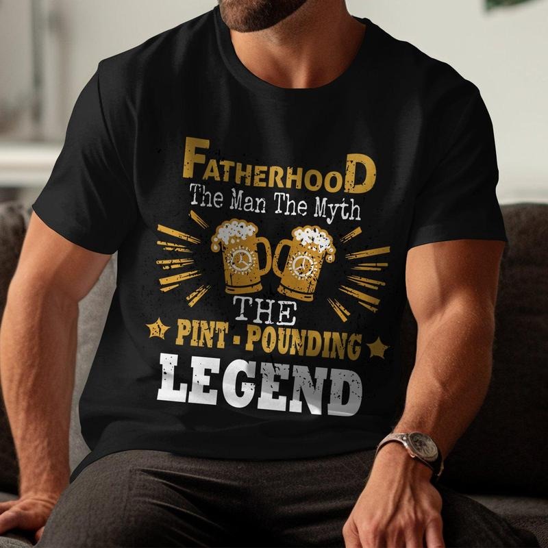 Fatherhood Pint Pounding TShirt, Funny Beer Dad Shirt, Fathers Day Gift, Novelty Graphic Tee For Men, Cheerful Dad Present, Beer Dad y2k outfits men