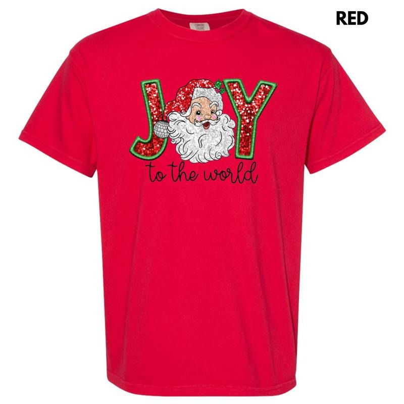 Faux Sequin Joy To The World Comfort Colors T-Shirt