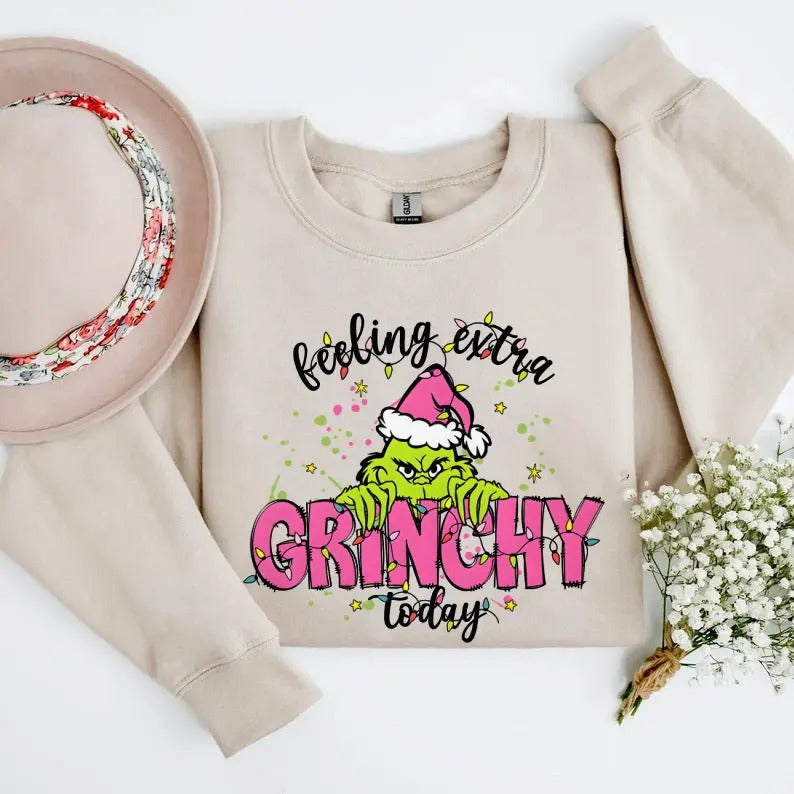 Feeling Extra Grin Today Christmas Shirt, Funny Green Shirt, Matching Shirt, Christmas Gift, Family Christmas Shirt, Funny Grinhmas Sweatshirt