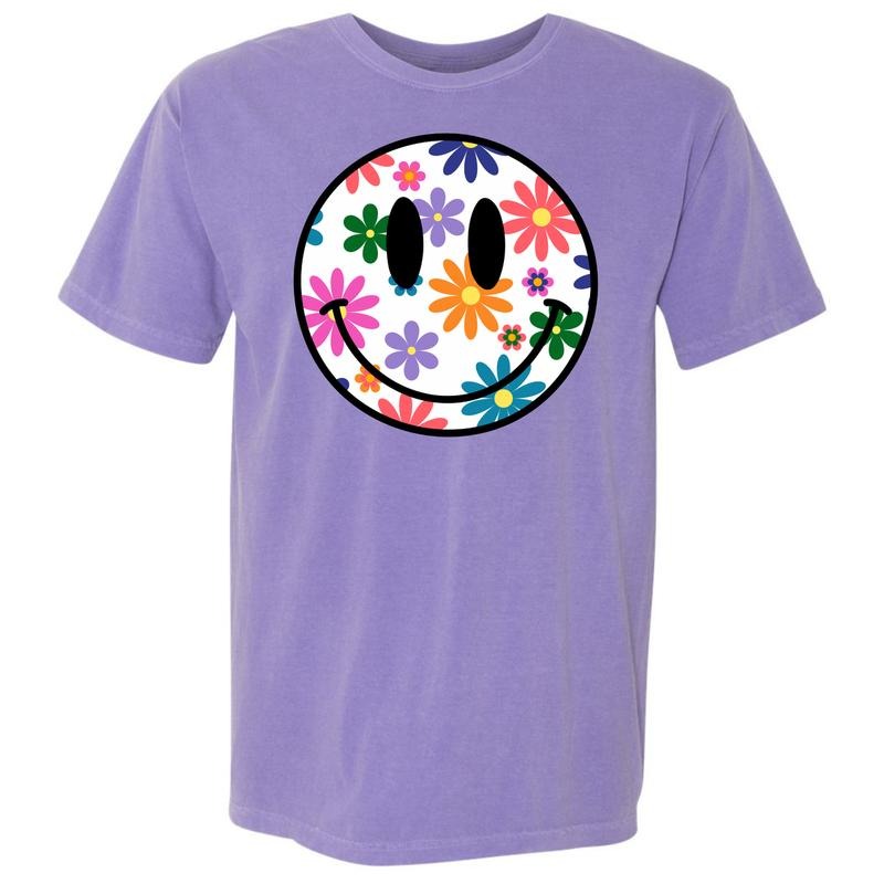 Feeling Floral Happy Face Comfort Colors T-Shirt 'NLB'