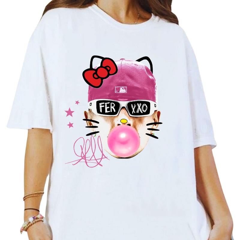 Ferxxooo Pink Cute Cotton Graphic T-shirt for Women