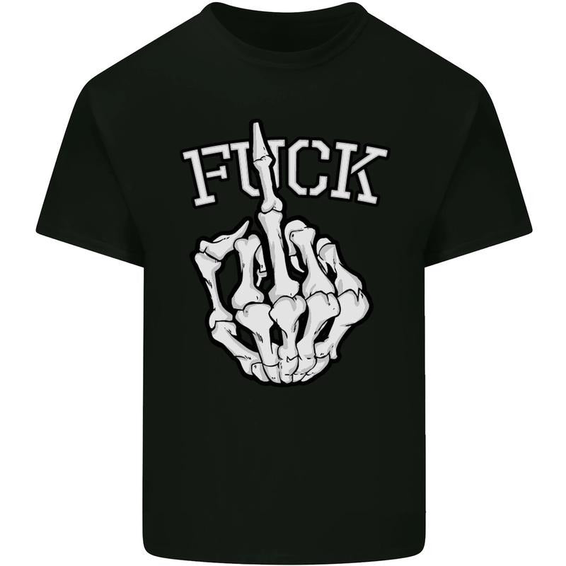 Finger Flip F#ck Skull Offensive Biker Mens Cotton T-Shirt Tee Top Made in USA