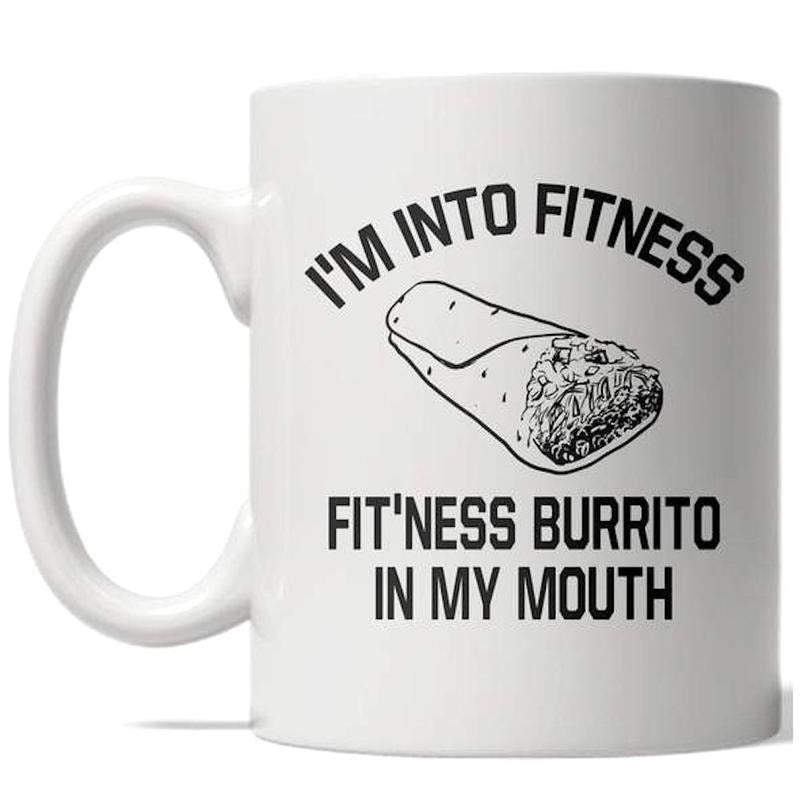 Fitness Burrito Mug Funny Fitness Cinco De Mayo Coffee Cup - 11oz Funny Coffee Mugs Ceramic Printed Drinkware Cup