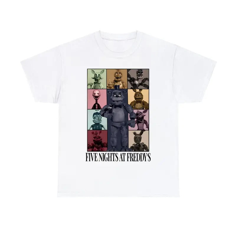 Five Nights at Freddy's Eras Cotton T-Shirt Retro Game Fan Graphic Tee
