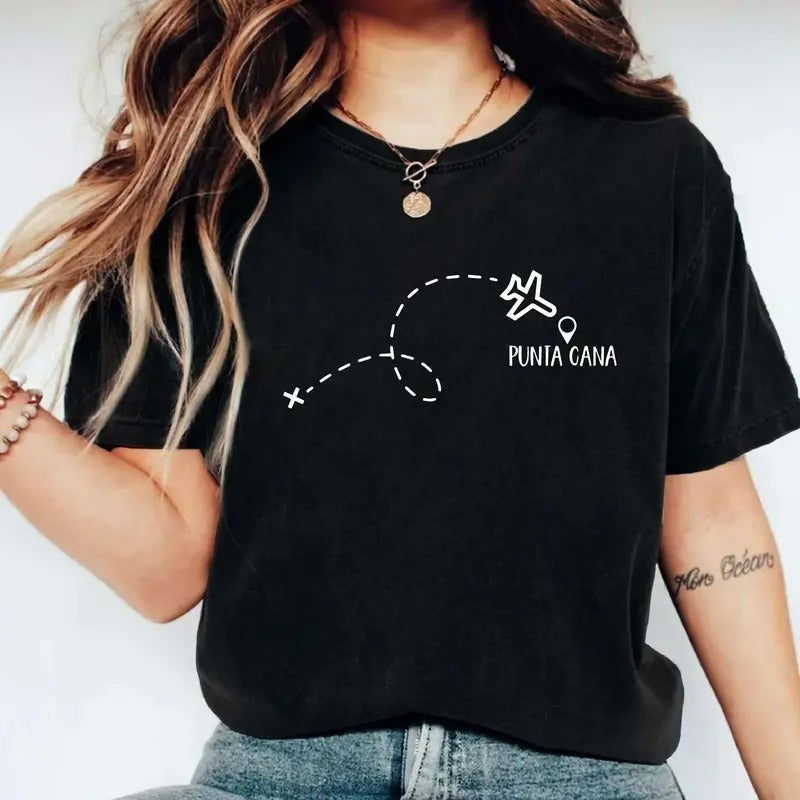 Flight To Punta Cana T-Shirt, Matching Family Trip Shirt, Friends Vacation Tee, Traveling Trip Tee, Airplane Tee