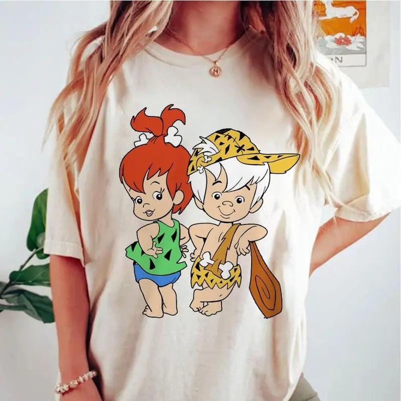 Flinstones Family Shirt, Women Cartoon Shirt, Bam Bam & Pebbes Shirt, Gift For Him, Gift For Her, Cozy Fit, Perfect for Any