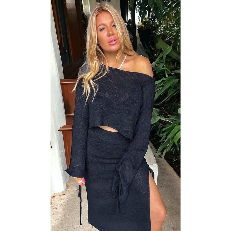 Flirty Ways Luxury Black Skirt Set