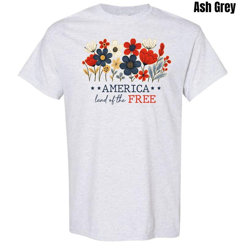 Floral Land Of The Free Gildan Short Sleeve T-Shirt 'NLB'