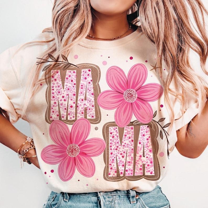 Floral Mama Coquette tshirt, Mama Flower tshirt, Preppy Mama sweatshirt, Retro Mama Flower tshirt, Coquette Bow, Mama Floral tshirt, Mama tshirt, Mothers Day tshirt