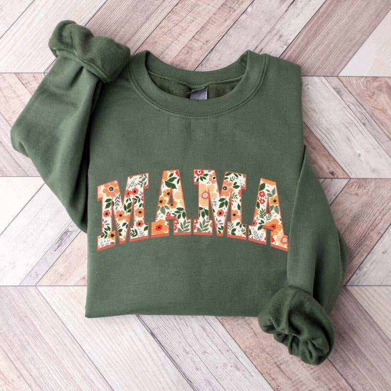 Floral Mama Sweatshirt, Cute Mom Sweatshirt, Mother's Day Gift, Mommy Shirt, New Mom Gift, Gift for Mother, Mama Shirt Womenswear Hoodie Sweaters Tops Comfort Pullover