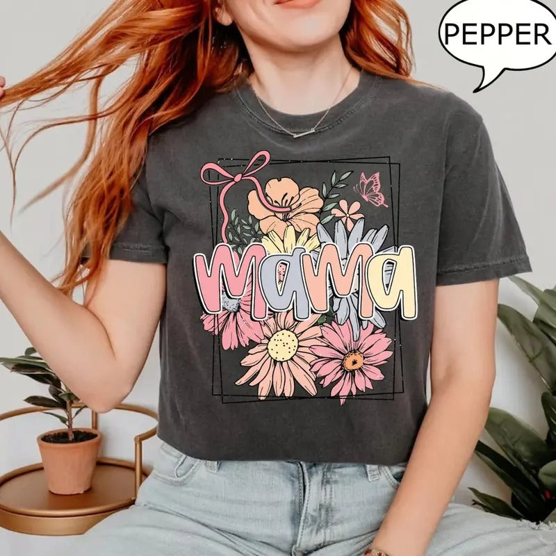 Floral Mama T-Shirt, Vintage Mama Shirt, Mother's Day Gift, Plant Ladies Shirt, Plant Mom Shirt, Mama Shirt - Menswear Womenswear Streetwear