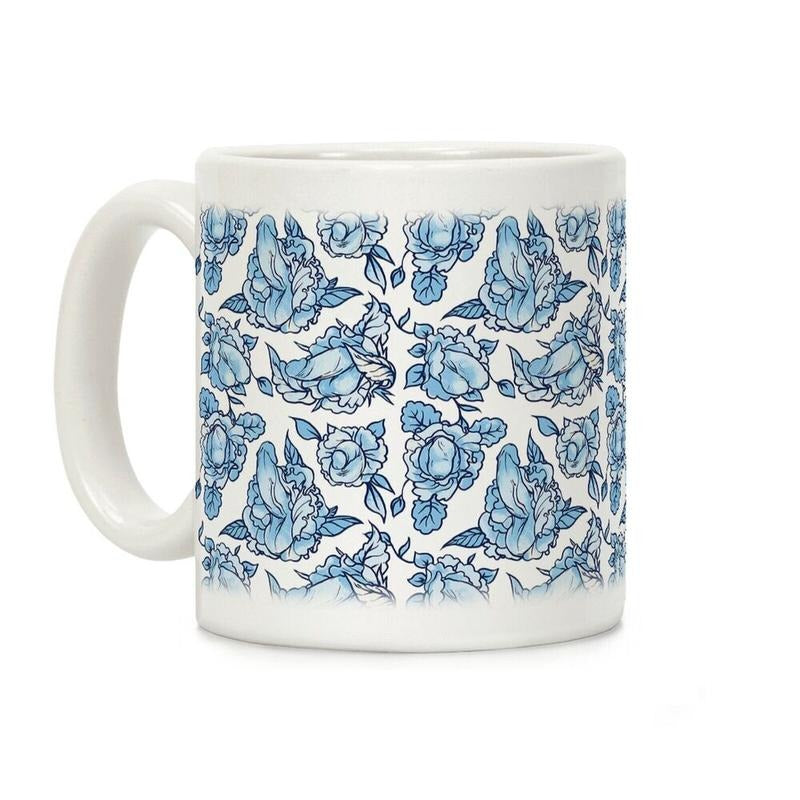 Floral Penis Blue Coffee Mug 11oz-15oz, funny Coffee Mug, Gift Ideas