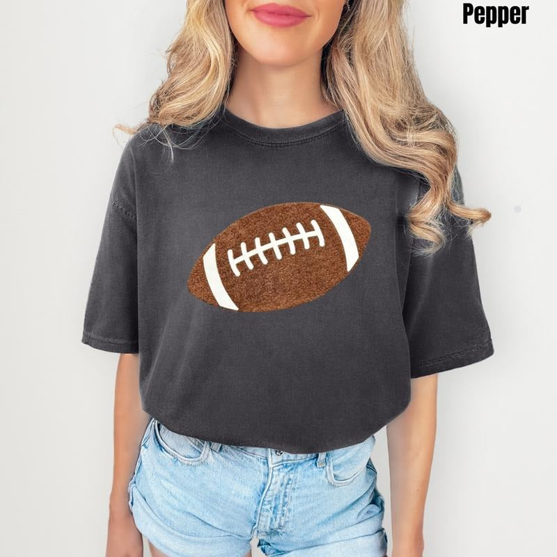 Fluffy Football Patch Comfort Colors T-Shirt