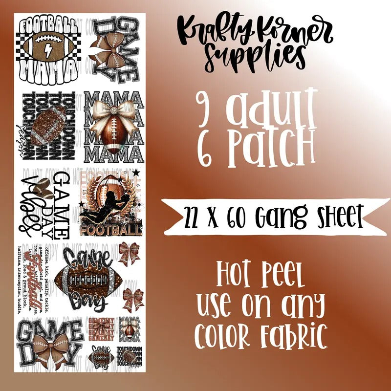 Football DTF Transfer Gang Sheet, 22 x 60