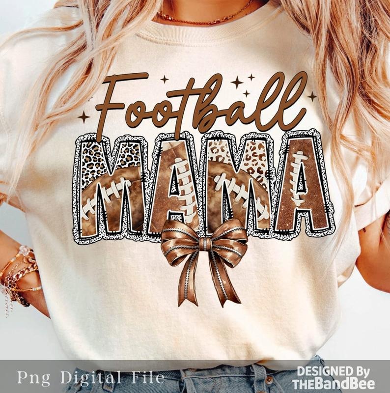 Football Mama T-Shirt, Football T-Shirt, Coquette Football T-Shirt, Football Bow T-Shirt, Football mom T-Shirt, Game Day, Football Season T-Shirt