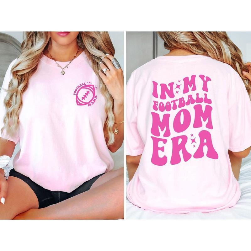 Football Mom Shirt, In My Football Mom Era Tshirt, Moss Comfort Colors Shirts, Retro Tees With Sayings, Gift For Football Mom