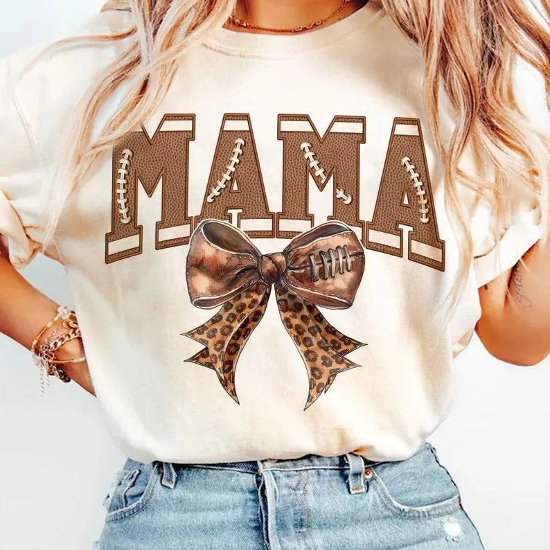 Football mama T-shirt DRG, Game day t-shirt, Coquette Football Sweatshirt DRG, Football Bow Sweatshirt, retro mama t-shirt, Fall Football T-Shirt