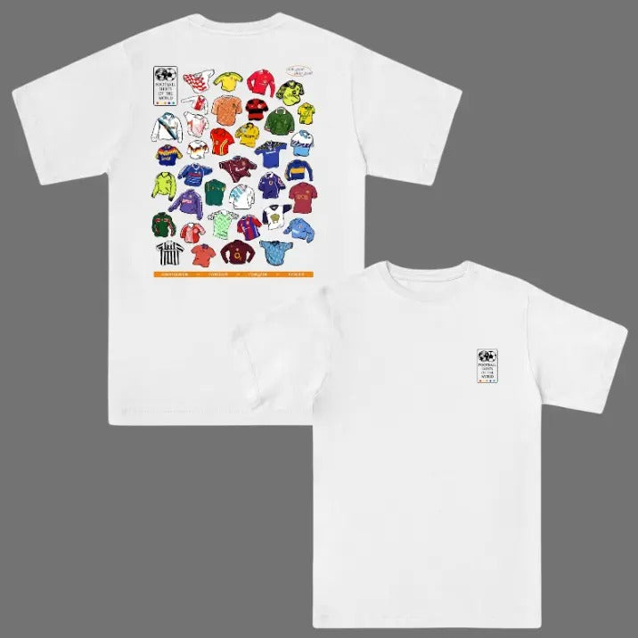 Footy T-Shirt, Football Shirts Of The World 2-Sided Vintage Tee, Graphic Tee Menswear Womenswear Streetwear
