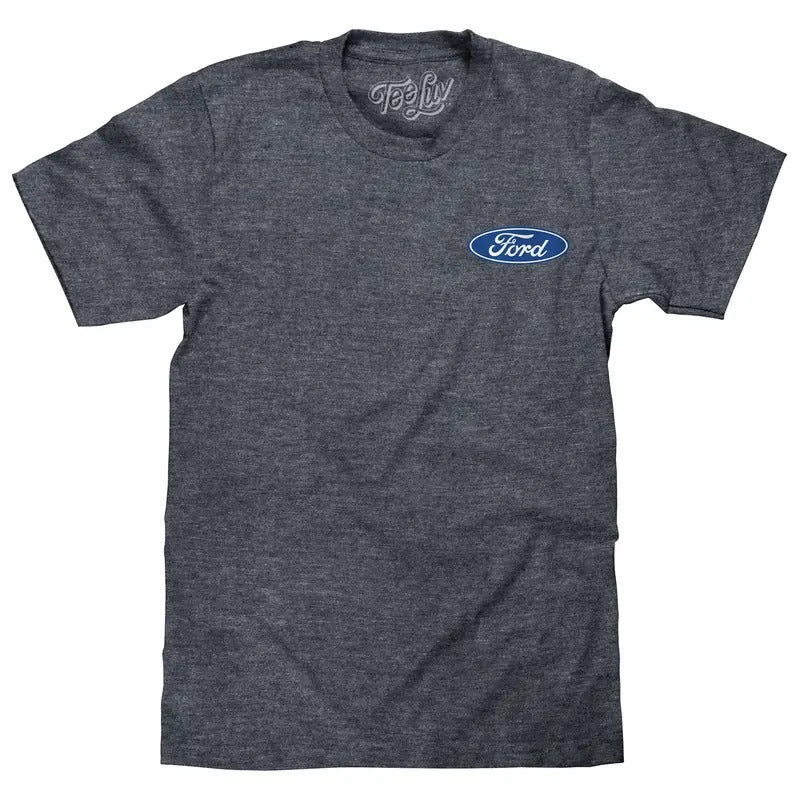 Ford Genuine Parts Car Logo Front and Back Print T-Shirt - Navy Heather