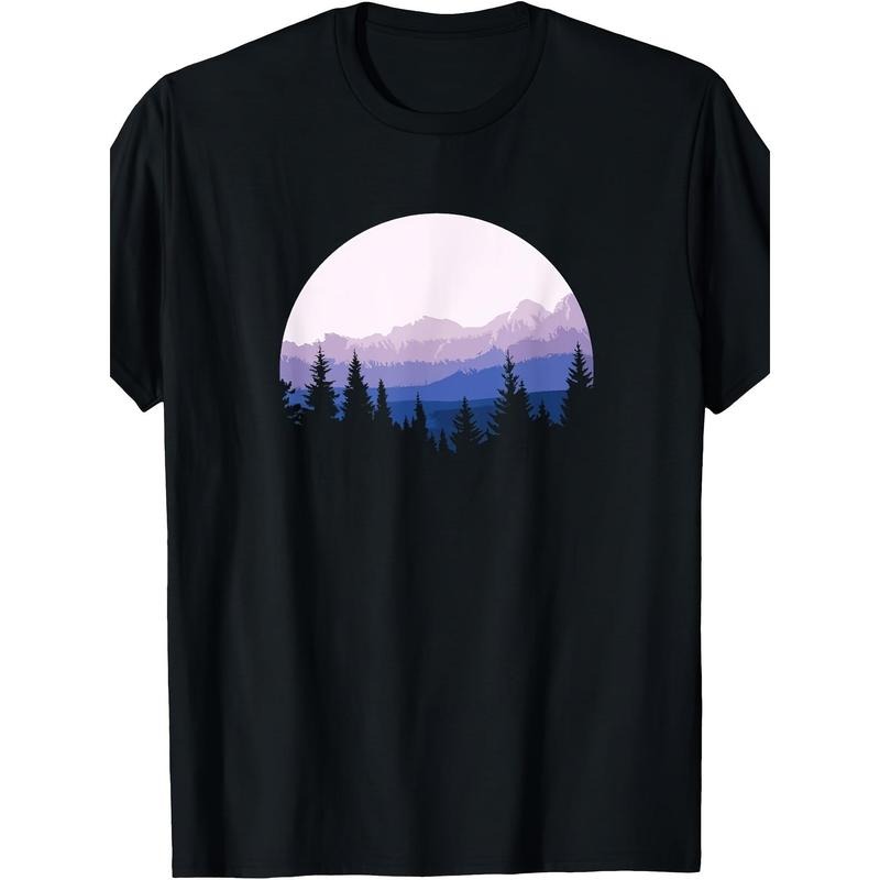 Forest Landscape Mountain Silhouette T-shirt Made in USA