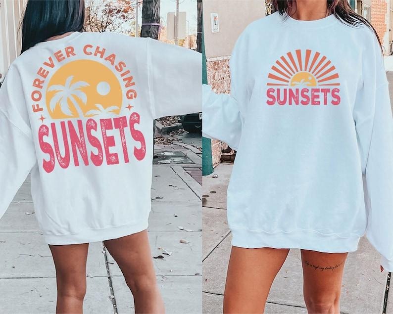 Forever Chasing Sunsets Shirt Retro Summer Shirt Retro Beach Shirt Tropical Shirt Summer shirt Aesthetic Summer Sublimation Front and back