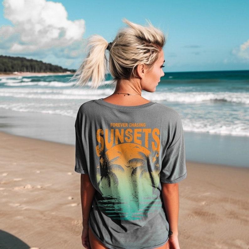 Forever Chasing Sunsets Tee, Sun Seeker T-shirt, T-shirt, Beach Tee, Sunset T-shirt, Tee, Size up for d, Sun Tee