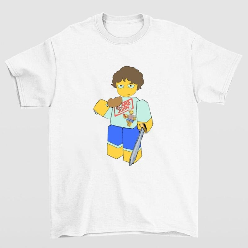 Forsaken Shedletsky Chicken Sword Telamon Sticker Graphic Tee Perfect for Roblox Fans