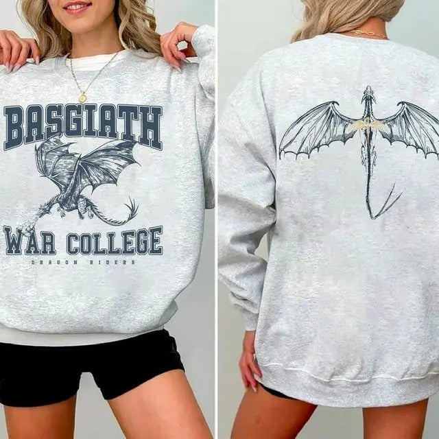 Fourth Wing 4 Legs Dragon Sweatshirt, Basgiath College 2-Sided Sweatshirt, Booktok Crewneck, Vintage Fourth Wing T-Shirt, Dragon Rider Shirts, Bookish Shirt, Basgiath War College Sweatshirt