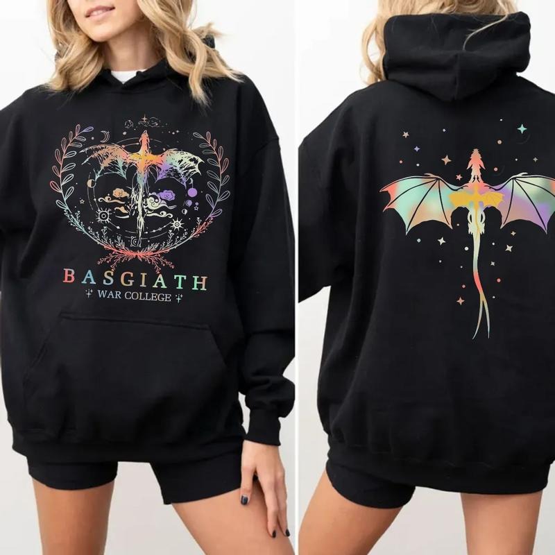 Fourth Wing Double Sided Sweatshirt Hoodie, Basgiath War College Shirt, War College Gift Daily Outfit,Casual Clothing, Unisex Sweater Pullover Teestyle{n002}4