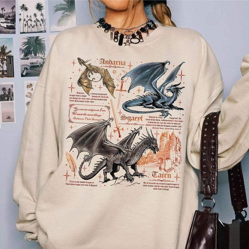 Fourth Wing Dragon Shirt, Tairn & Andarna Dragon, Basgiath War College Tee, Dragon Rider Sweatshirt, Bookish Gift for Readers 9FB0V