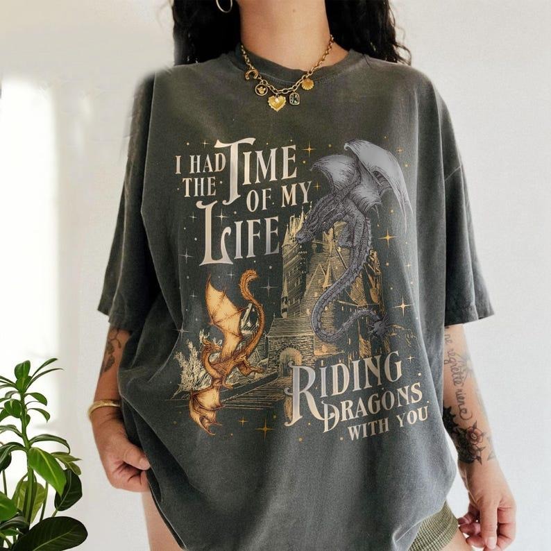 Fourth Wing Dragon Tairn Andarna T-Shirt, I Had The Time Of My Life Riding Dragons With You, Basgiath War College Dragon Rider Womenswear