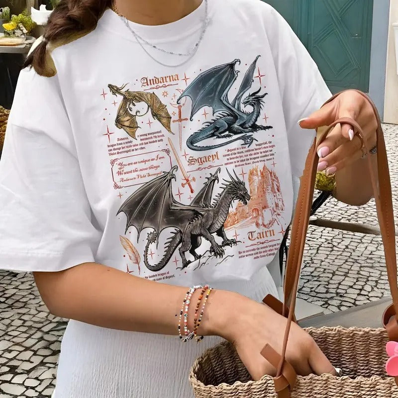 Fourth Wing Dragon Tshirt, Tairn & Andarna Tshirt, Dragon Rider Shirt, Bookish Gift For Readers, Bookworm , Unisex Short Sleeve Tee